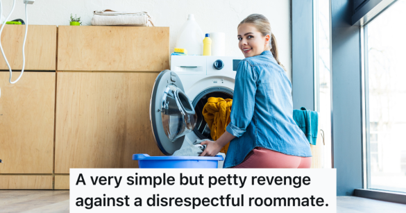 young woman doing laundry