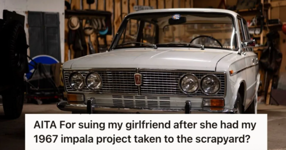 old car parked in garage