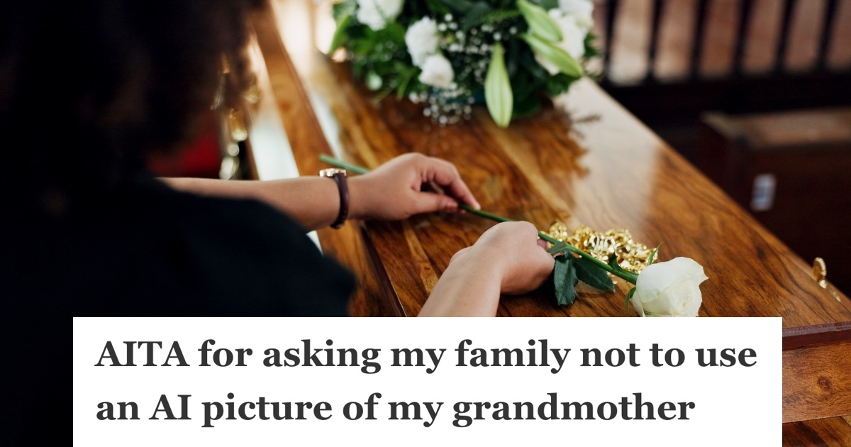 woman putting a white rose on a casket