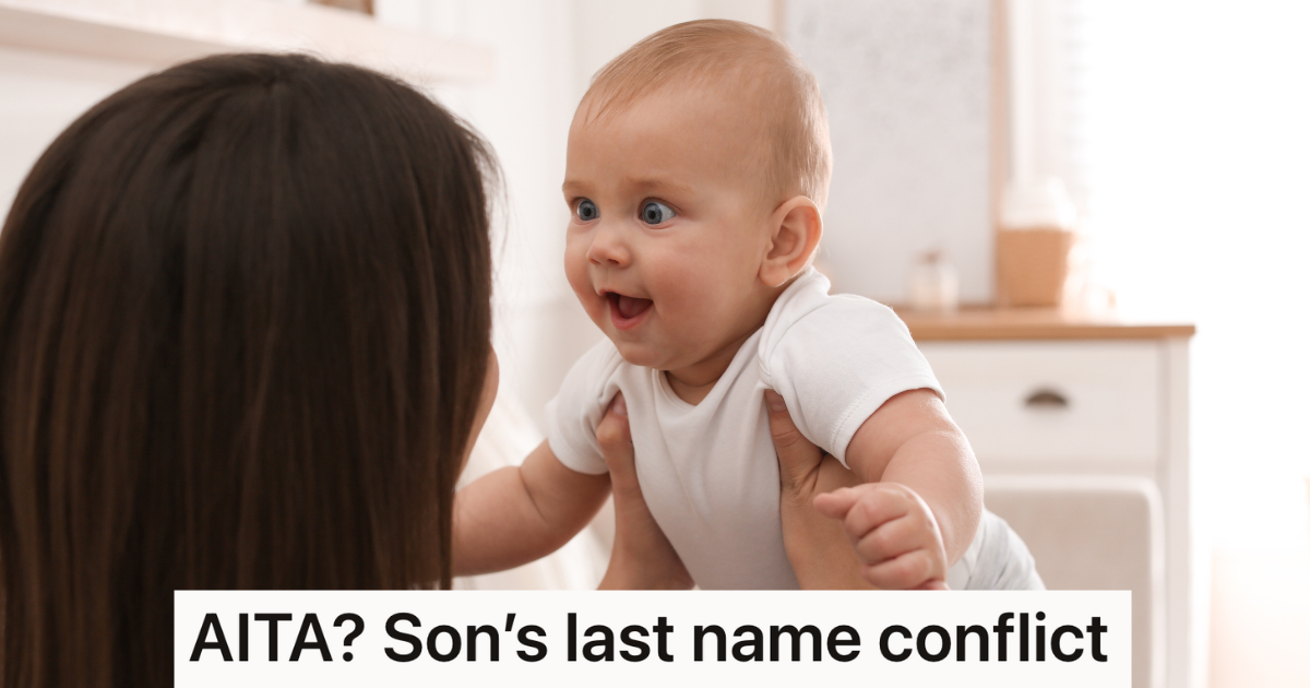 mom holding cute wide-eyed baby