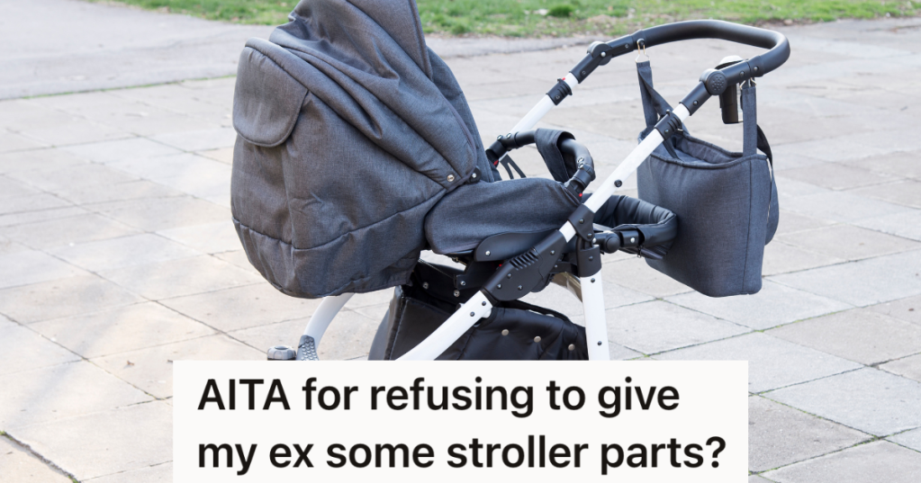 black stroller outside