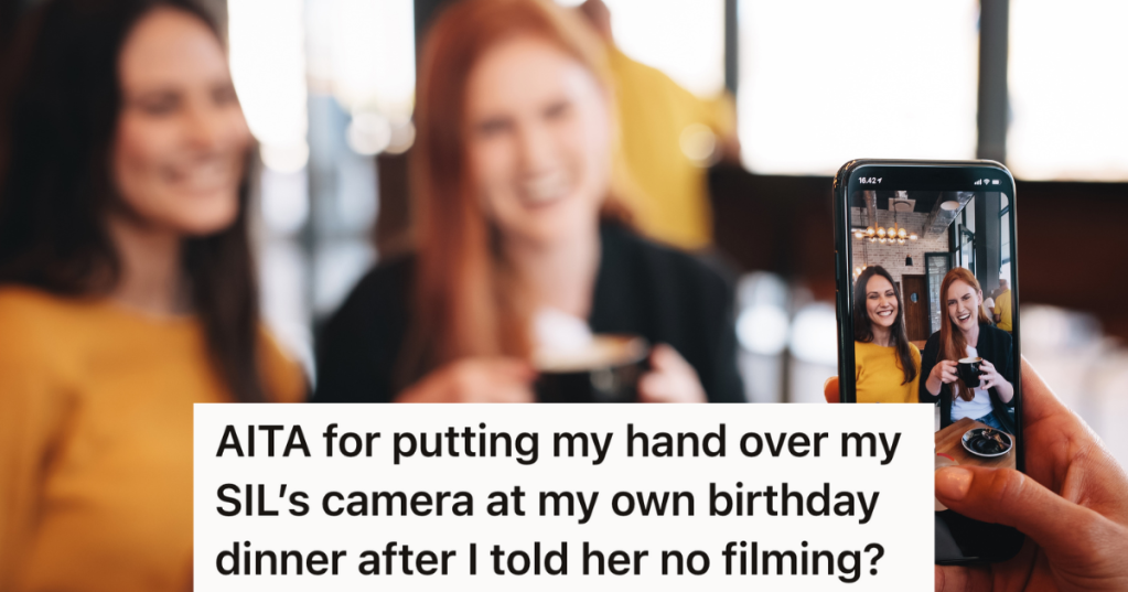using phone to film friends at a restaurant