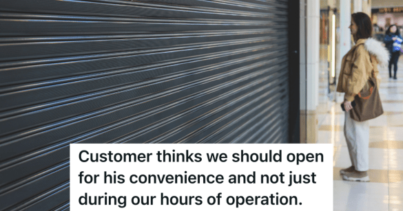 woman waiting outside a store that is closed