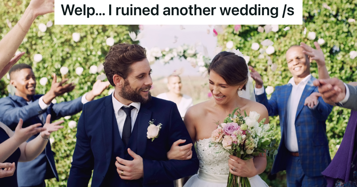 groomsmen throwing rose pedals at bride and groom