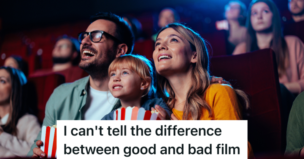 family watching movie in movie theater