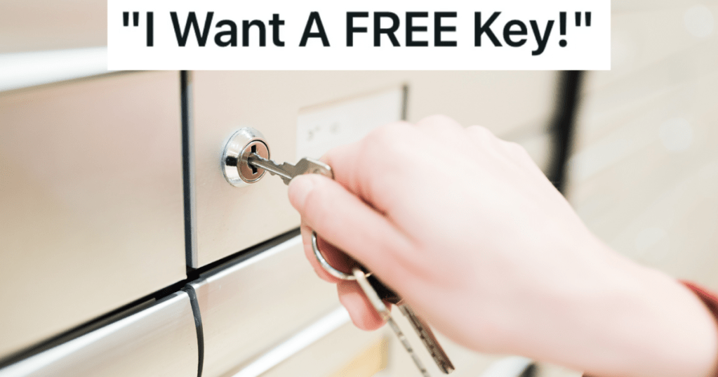 closeup of hand opening mailbox with key