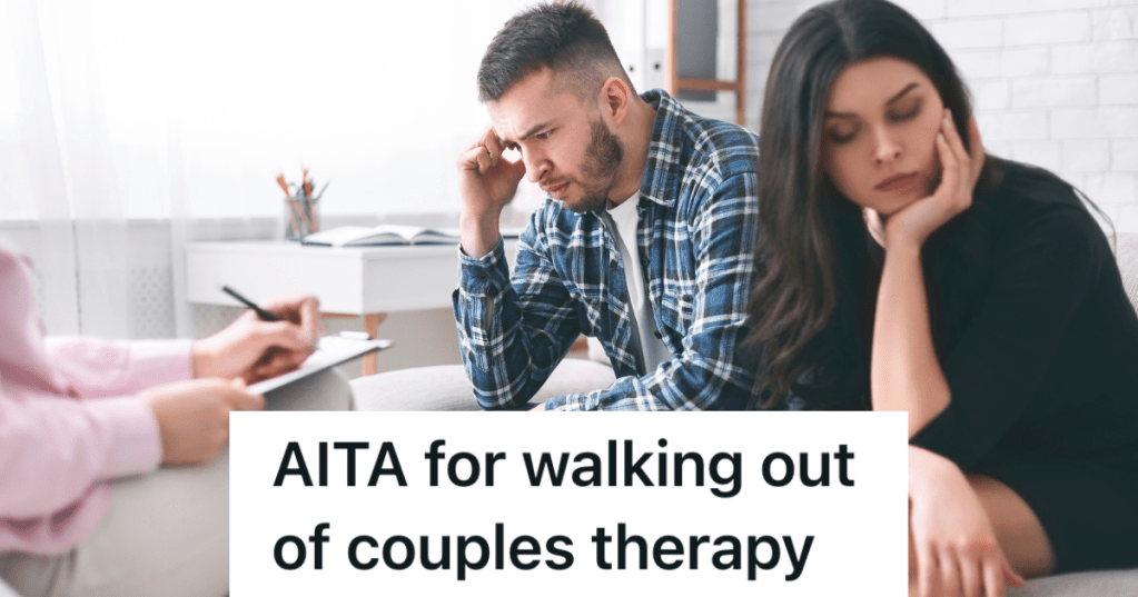 unhappy couple in couple's therapy