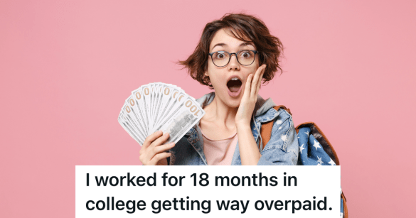 girl in denim jacket and glasses holding lots of money