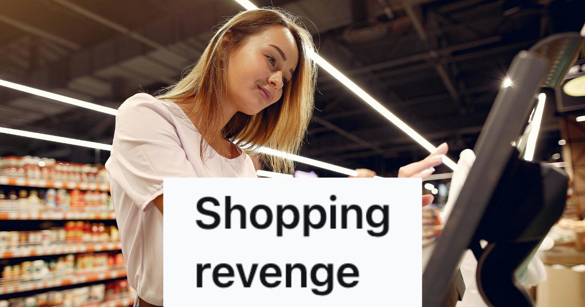 Woman using self-checkout at supermarket