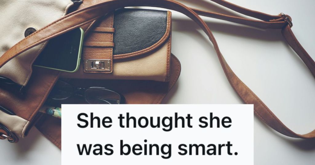 A woman's purse with a wallet sticking out