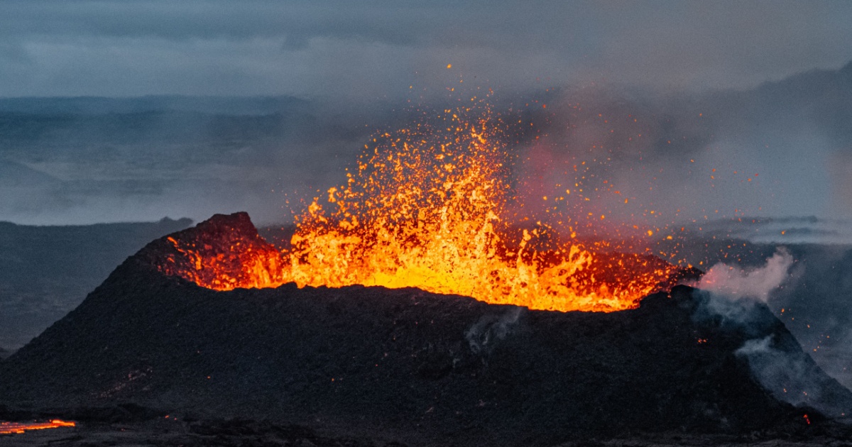 Volcano erupting