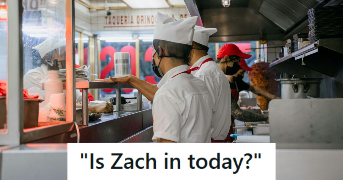 Group of men working in a fast food chain making food