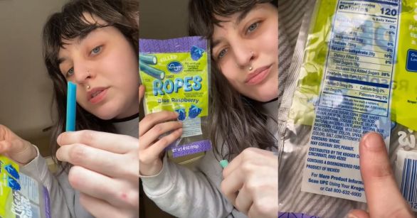 Angela discussing "natural blue raspberry" ingredient