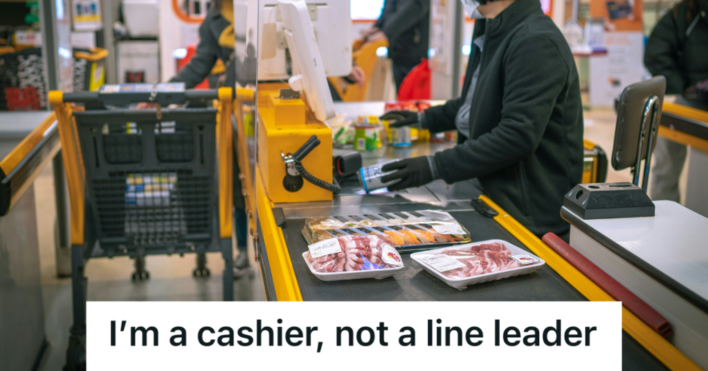 cashier working at checkout aisle