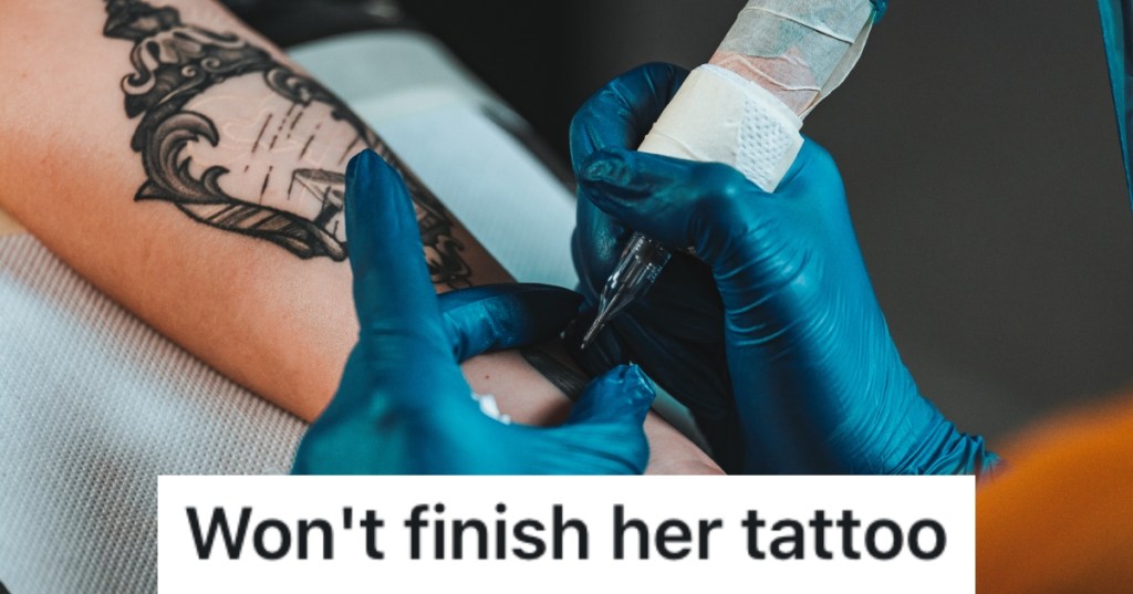 woman getting a tattoo
