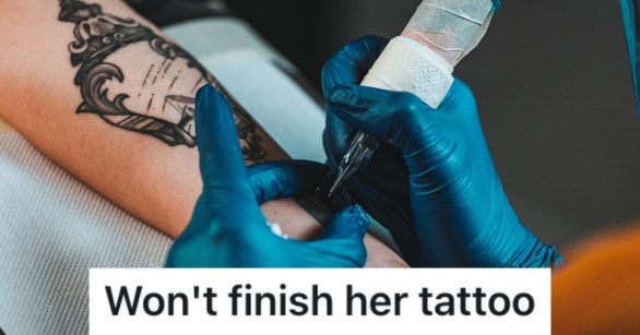 woman getting a tattoo