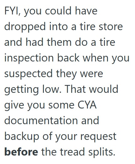 comment 1 69 Traveling Printer Repair Engineer Kept Complaining That The Tires On The Company Car Were Bald, But His Manager Refused To Replace Them, So He Refused To Drive