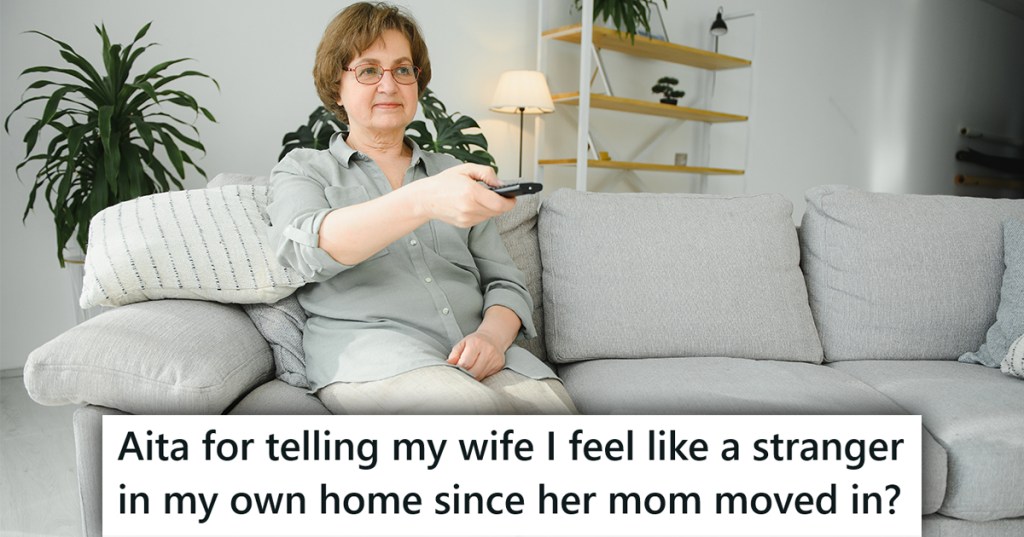 A woman on a couch with a caption that reads 