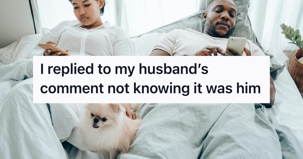 couple on their phones in bed