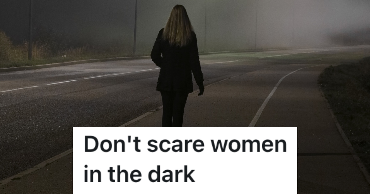 woman walking in the dark