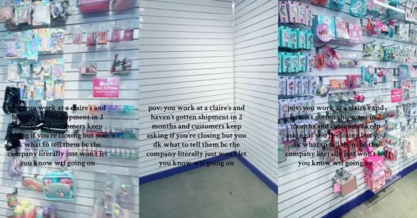 A mostly empty Claire's store