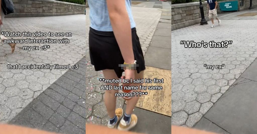 A woman having an interaction with her ex on the street