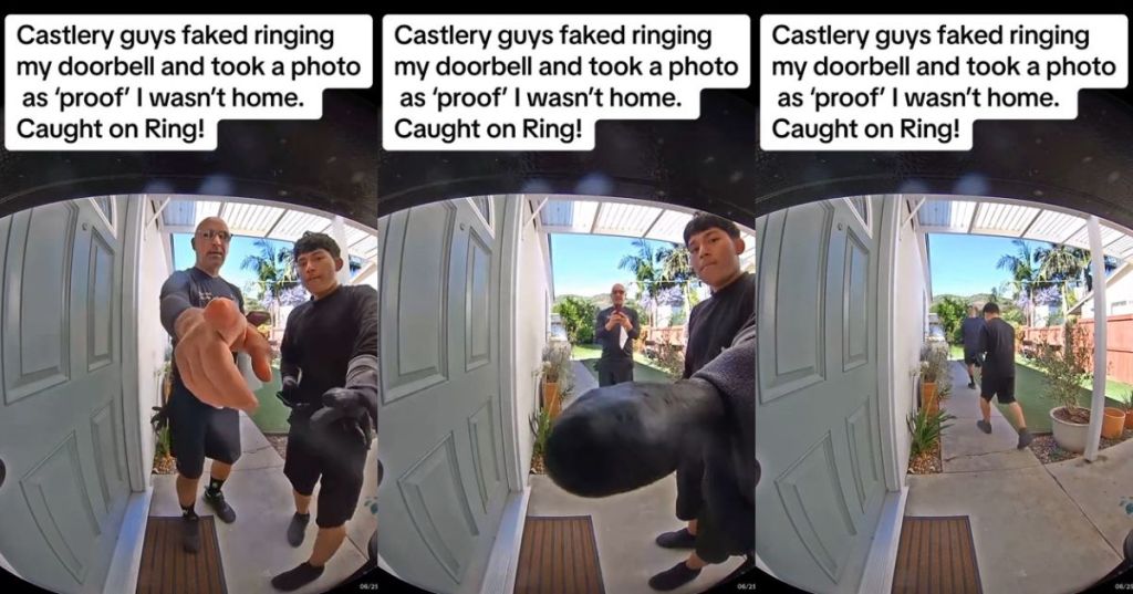 Furniture delivery guys at the doorbell