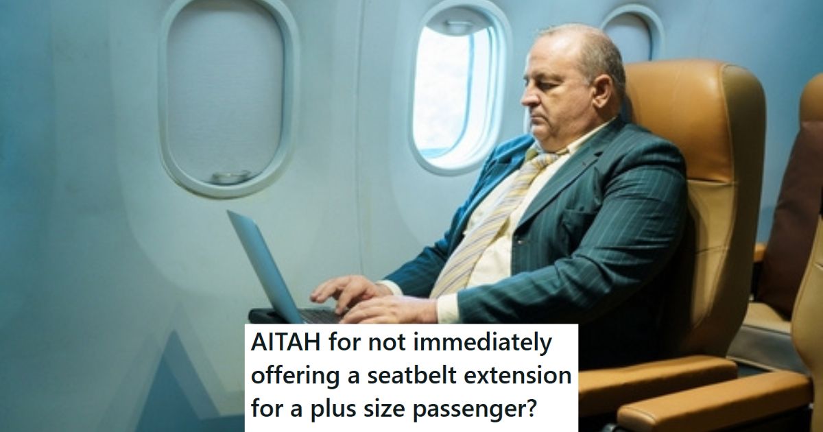 Overweight man on a flight
