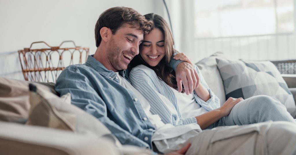 happy couple sitting together