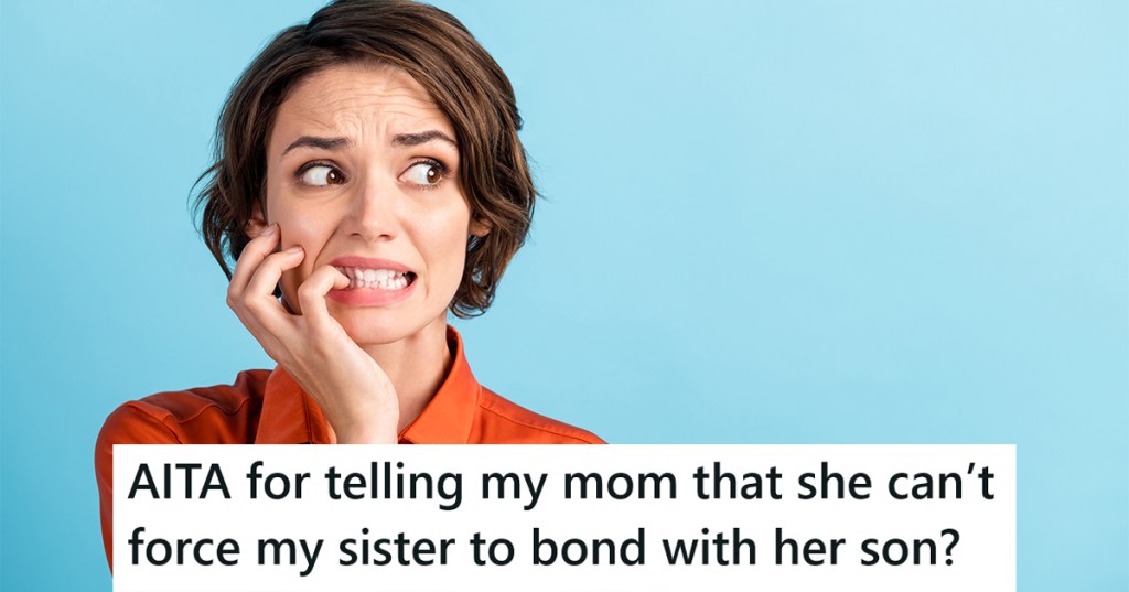 A nervous woman with a caption that reads 