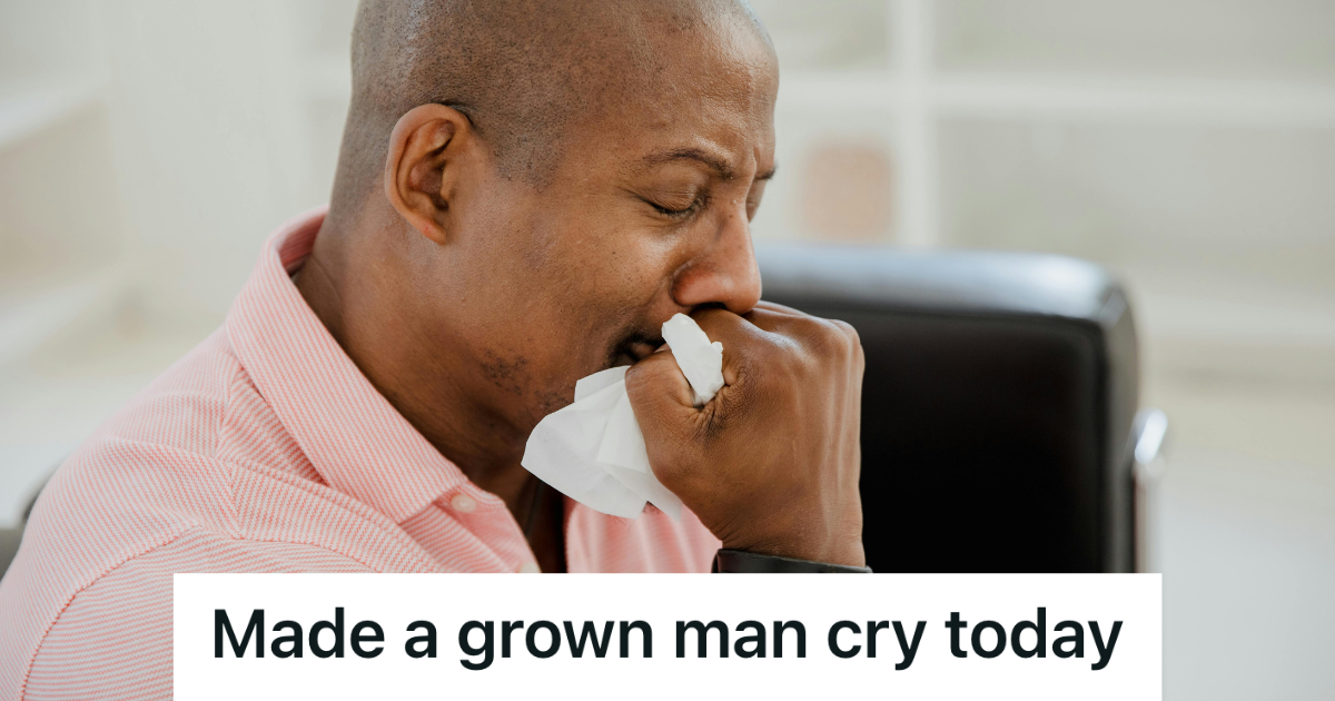 man crying happy tears