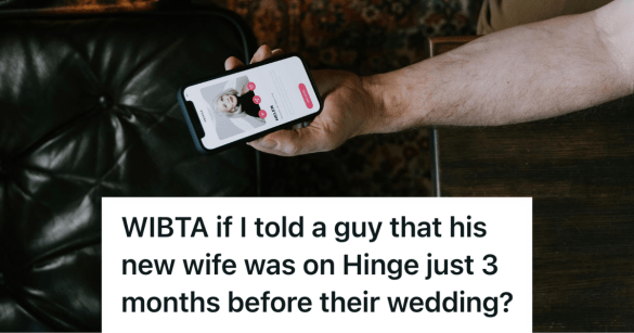 man holding smartphone with dating app