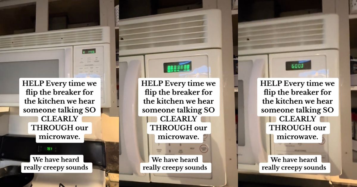 A microwave powering on