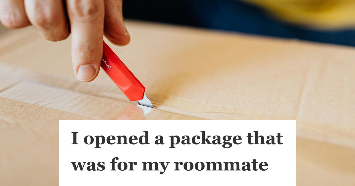 opening a box with box cutter