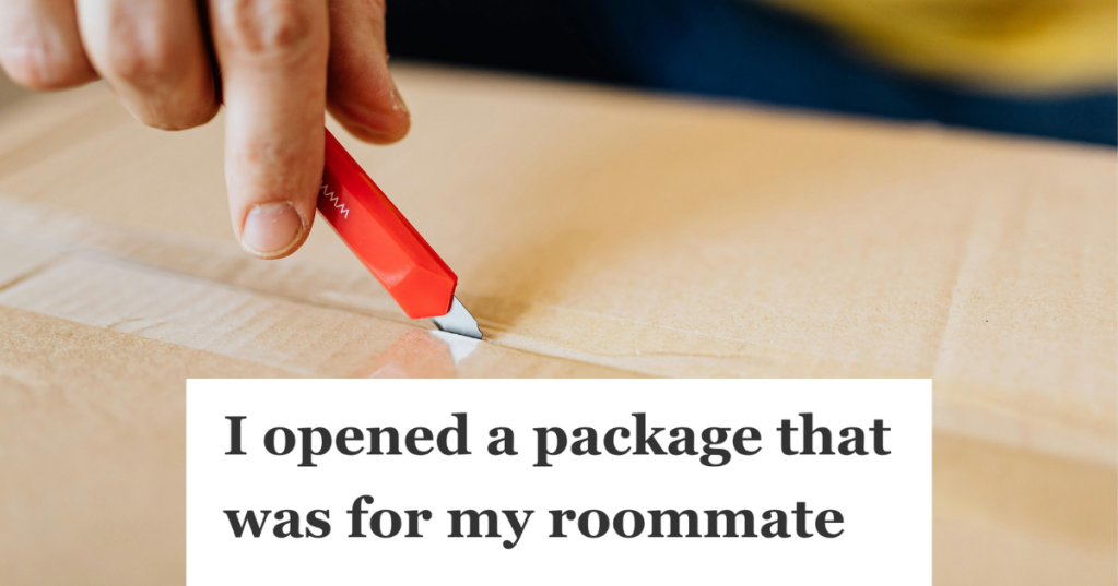 opening a box with box cutter