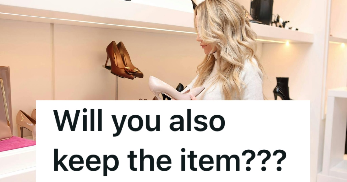 Shady Customer Tries To Score Shoe Refund After Intentional Damage, But She Quickly Realizes Its Not Going To Work Out The Way She Had Hoped woman looking at high heel shoes