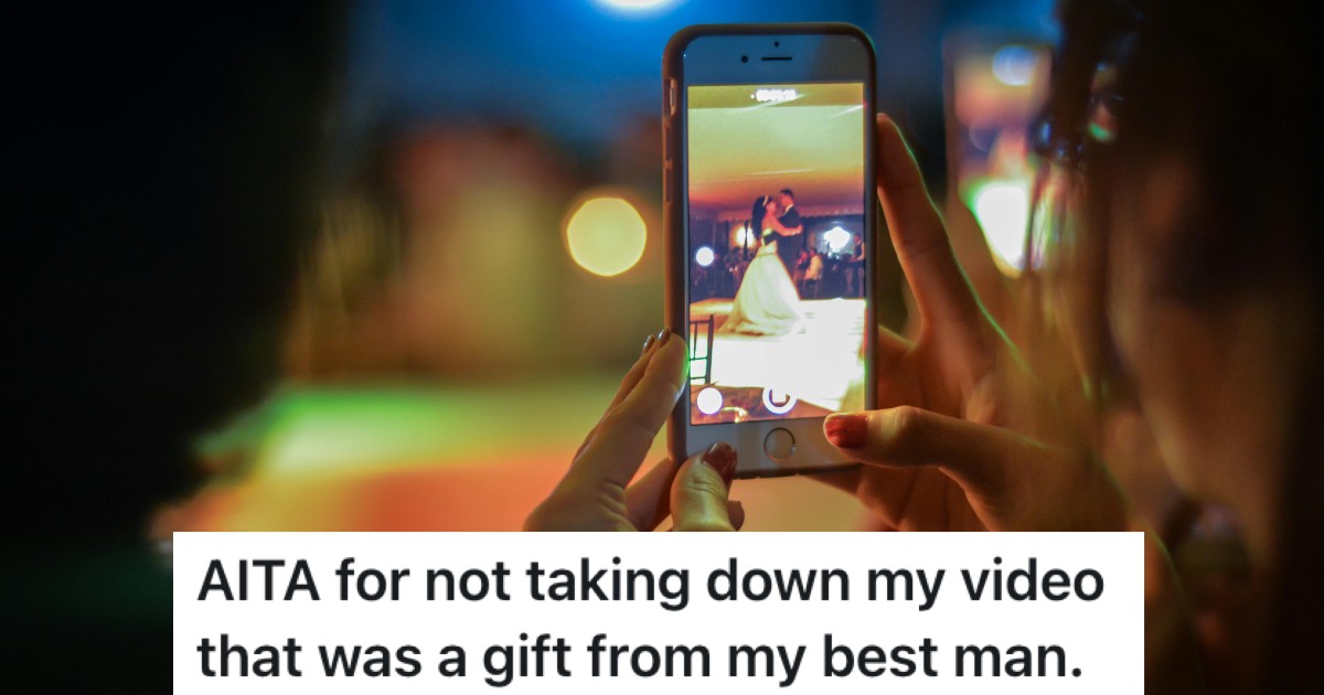 woman watching a wedding video on her phone