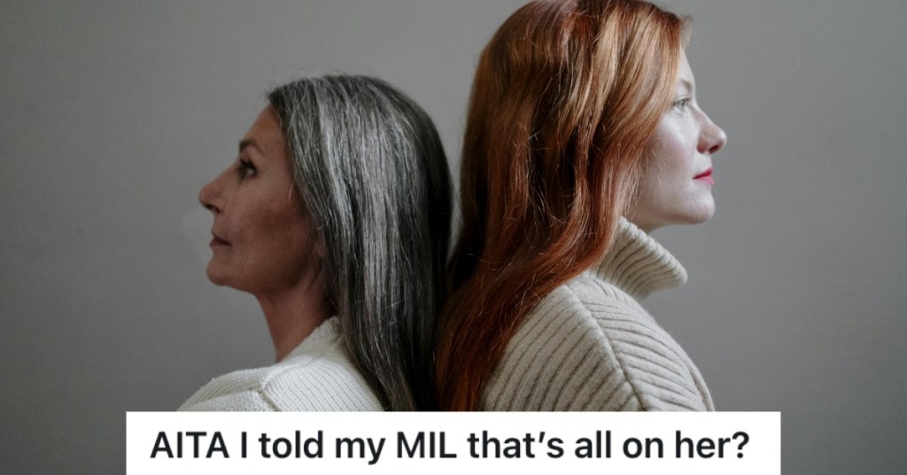 two women standing back to back