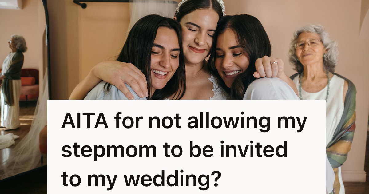 bride hugging two women