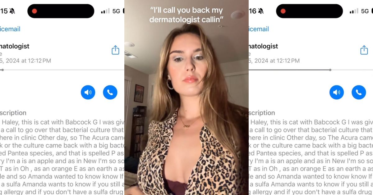 Hailey Balailey playing a voicemail from her dermatologist