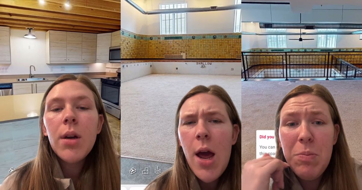 A swimming pool that's been renovated into an apartment