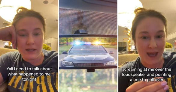 Woman talking about getting pulled over