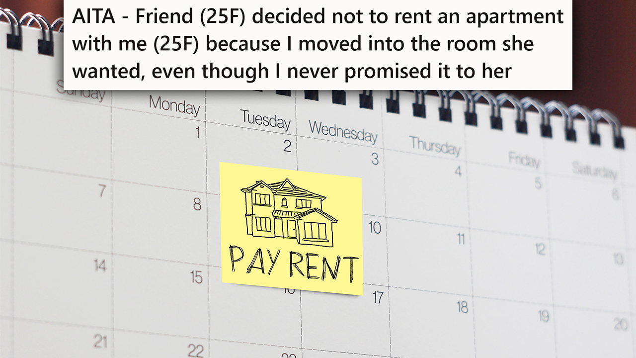 calendar with note reminder of rent due 