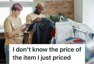 Dishonest Customer Tried To Use The Wrong Price Tag At A Thrift Store, So The Cashier Snapped Him Back Into Reality