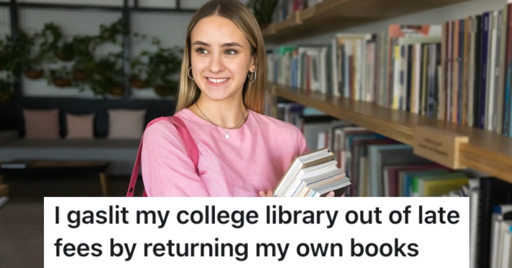 student in a library