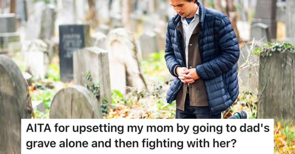 young man in a cemetery