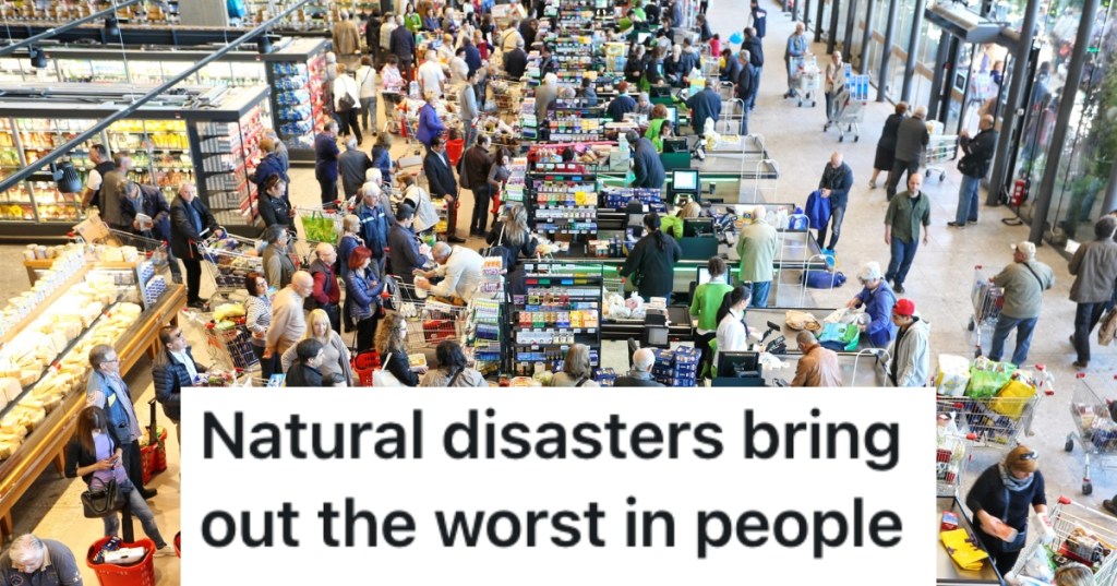 people in a crowded grocery store