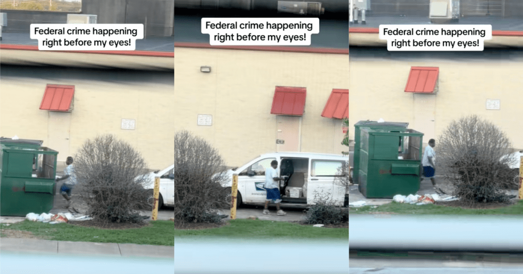 usps worker throwing out mail