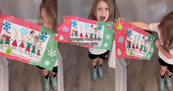 little girl with art project