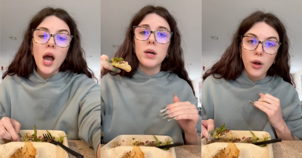 woman talking about chipotle